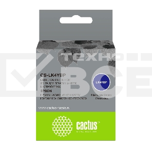 Картридж ленточный Cactus CS-LK4YBP черный шрифт, желтый фон (12 мм, 9 м) для Epson LW300/LW400/LW700/LW600P/LW1000P/K400/Z700/Z900