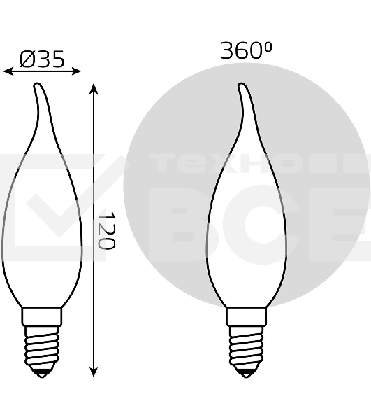 Лампа светодиодная Filament Свеча на ветру E14 5Вт 4100К OPAL GAUSS 104201205