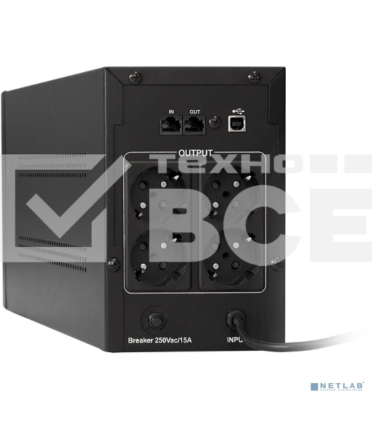 Источник бесперебойного питания ExeGate EP285490RUS SpecialPro UNB-1200.LED.AVR.EURO.RJ.USB<1200VA/750W, LED, AVR, 4 евророзетки, RJ45/11, USB, Black>