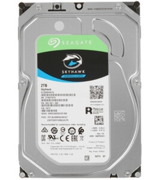 Жесткий диск HDD Seagate SkyHawk 2Tb SATA 5400 rmp 6Gb/s 256Mb 3.5' 1 year warranty (replacement ST2000VX008, ST2000VX015, WD23PURZ, ST2000VM003)