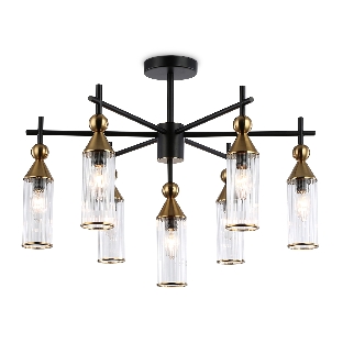 Люстра Ambrella light LH55257/7 BK/BS/CL черный/латунь/прозрачный E14*7 max 40W D640*520
