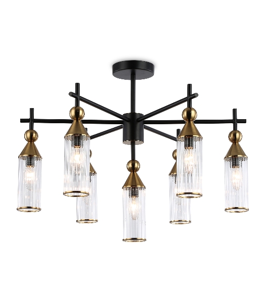 Люстра Ambrella light LH55257/7 BK/BS/CL черный/латунь/прозрачный E14*7 max 40W D640*520