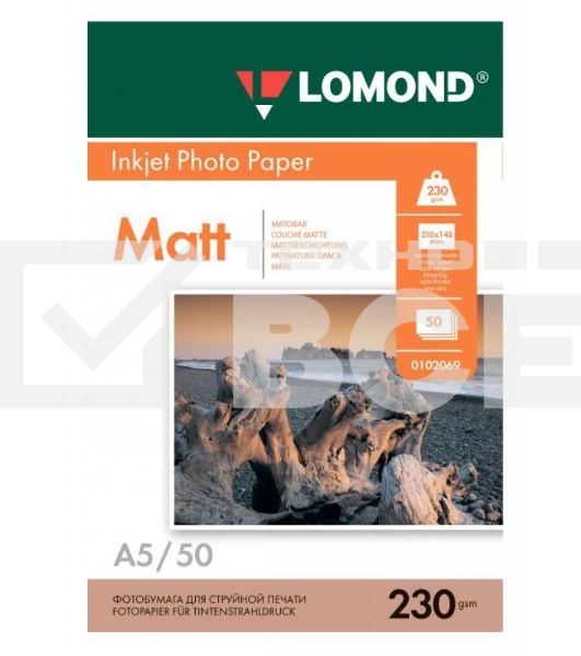 Фотобумага Lomond 0102069 A5/230г/м2/50л./белый матовое для струйной печати