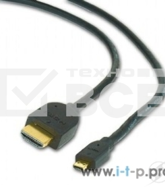 Кабель Cablexpert HDMI-micro HDMI CC-HDMID-6, 19M/19M, v2.0, медь, позол.разъемы, экран, 1.8м, черный, пакет