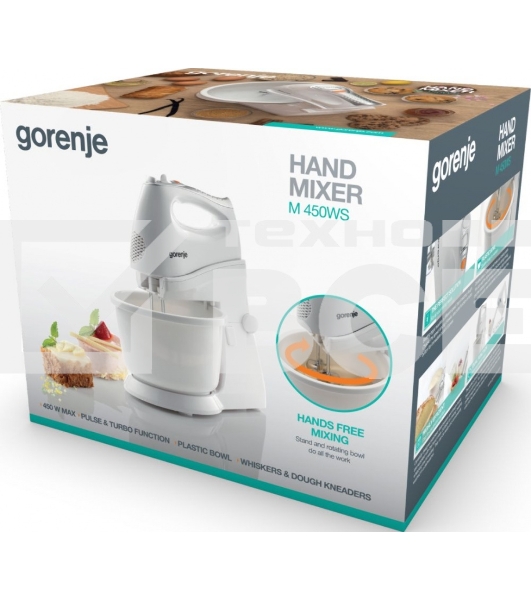 Миксер Gorenje M450WS, 450Вт, 5 скоростей, белый