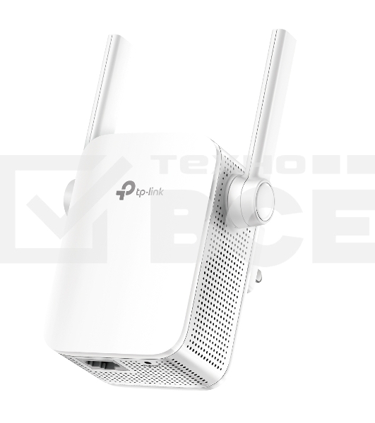 Усилитель TP-Link Wi-Fi AC750 Wi-Fi Range Extender, Wall Plugged,433Mbps at 5GHz + 300Mbps at 2.4GHz, 802.11ac/a/b/g/n, 1 10/100M LAN, WPS button, 2 fixed antennas поставляется без кабеля RJ-45