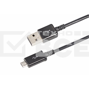 Кабель Rexant (18-4268) USB кабель microUSB длинный штекер 1М черный 