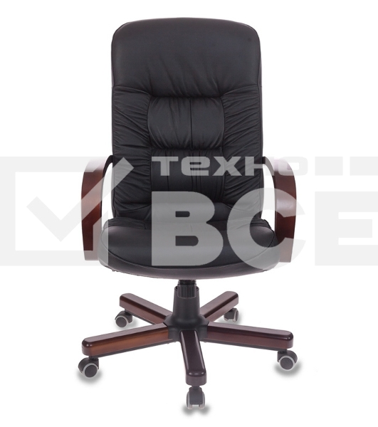 Кресло руководителя Бюрократ T-9908/WALNUT черный, кожа, крестовина металл