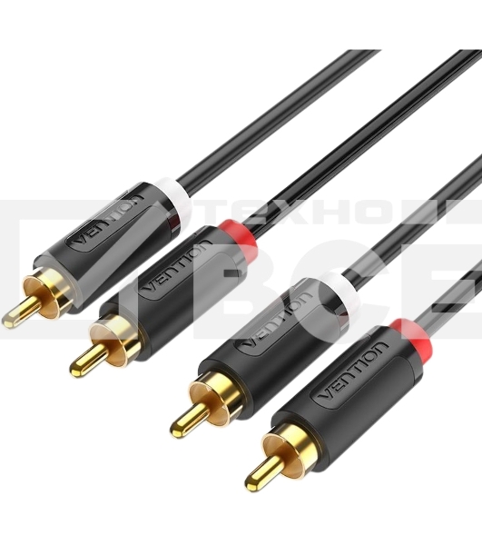 Кабель Vention аудио 2RCA M/2RCA M - 2м Чёрный