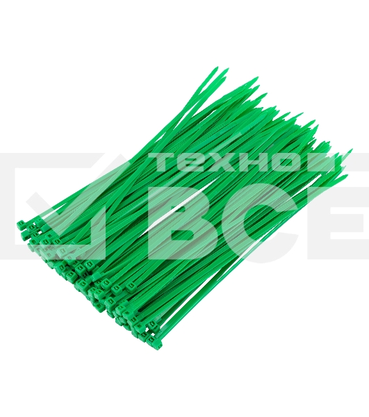 Хомуты Сибртех 200 х 3,6 мм, пластиковые, зеленые, 100 шт.