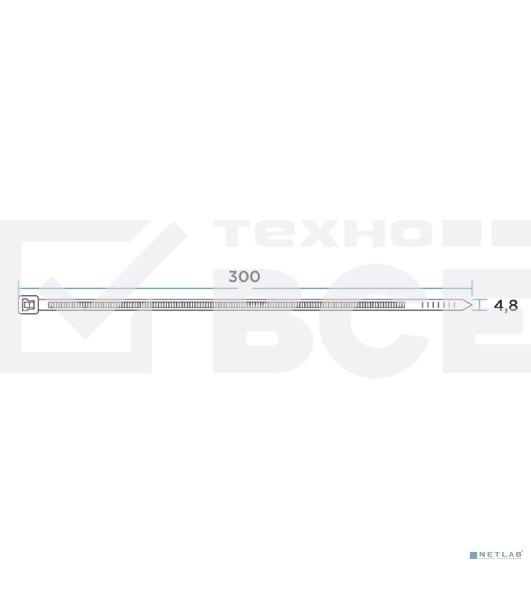 Хомут кабельный PROconnect 4.8х300 нейл. бел. (уп. 100 шт)