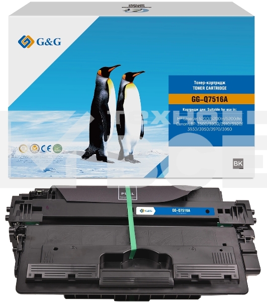 Картридж G&G, аналог HP Q7516A/CRG309/CRG709/CRG-309 12k с чипом