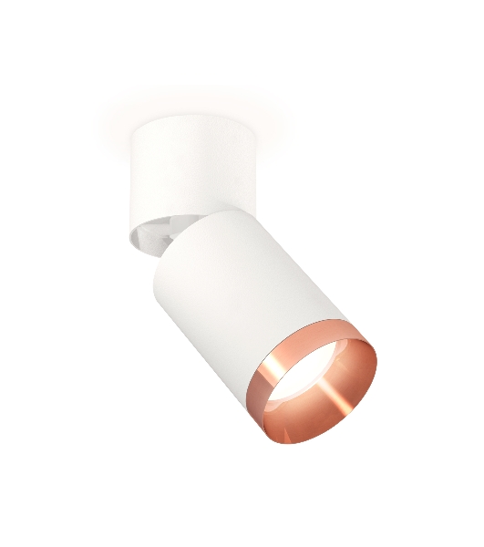 Комплект накладного поворотного светильника Ambrella light XM6312045 SWH/WH/PPG белый песок/белый/золото розовое полированное MR16 GU5.3 (A2220, C6312, N6135)