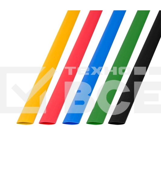 Термоусаживаемые трубки Rexant 8,0/4,0 мм, набор пять цветов, упаковка 50 шт. по 1 м