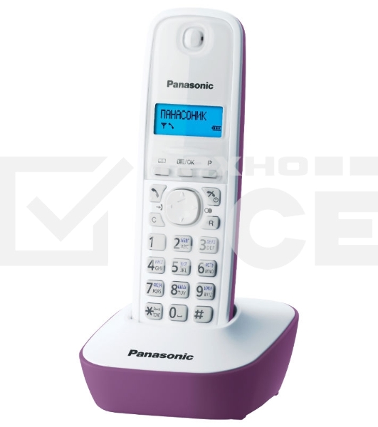 Телефон беспроводной (DECT) Panasonic KX-TG1611RUF (сиреневый) {АОН, Caller ID,12 мелодий звонка,подсветка дисплея,поиск трубки}