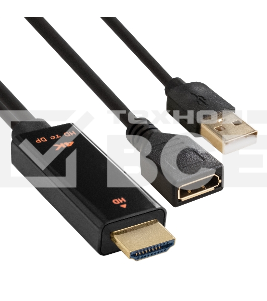 Конвертер HDMI-DisplayPort ExeGate EX-A-HDMIM-DPFU2-0.15 (19M/U2AM+20F, с питанием USB2.0)