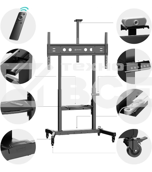 Мобильная стойка МОТОРИЗОВАННАЯ ONKRON на 1 ТВ/ 50-100