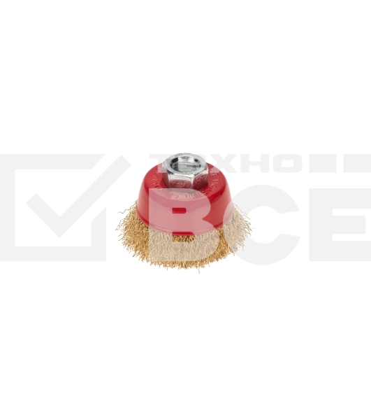 Щетка чашечная для УШМ Kranz витая латунированная проволока, 65мм, М14