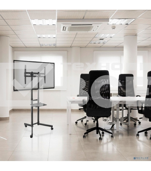 Мобильная стойка напольная Kromax OMEGA-15 черный, 1 шт/уп, для TV 32'-70', max вес 50 кг, высота 1700 мм, max VESA 600x400 мм