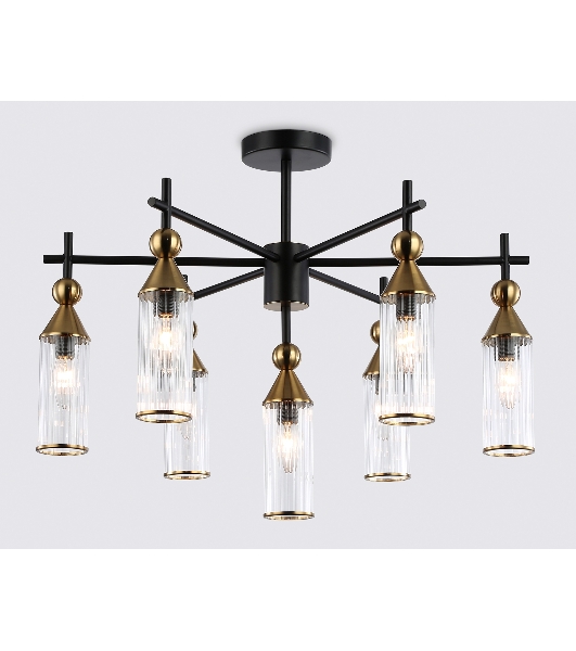 Люстра Ambrella light LH55257/7 BK/BS/CL черный/латунь/прозрачный E14*7 max 40W D640*520