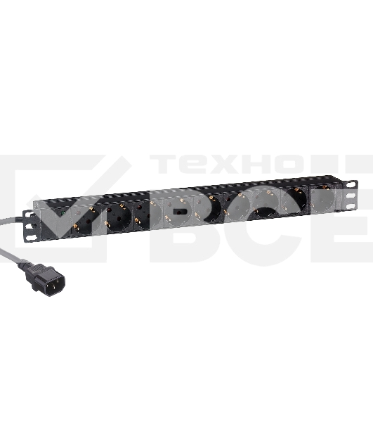 Блок розеток горизонтальный ExeGate ServerPro PDU-19H906 Al-9S-C14-2.5, 19
