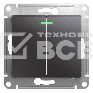 Механизм выключателя 2-кл. СП Glossa сх.5а 10А IP20 10AX с индик. графит SchE GSL001353