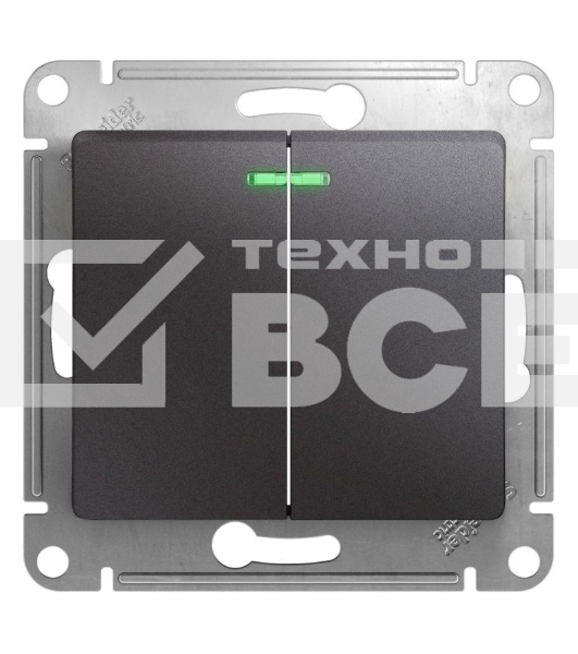 Механизм выключателя 2-кл. СП Glossa сх.5а 10А IP20 10AX с индик. графит SchE GSL001353