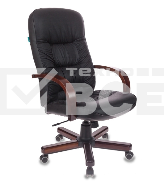 Кресло руководителя Бюрократ T-9908/WALNUT черный, кожа, крестовина металл