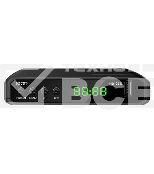 Ресивер эфирный цифровой Эфир DVB-T2 HD HD-215 пластик, дисплей DOLBY DIGITAL,