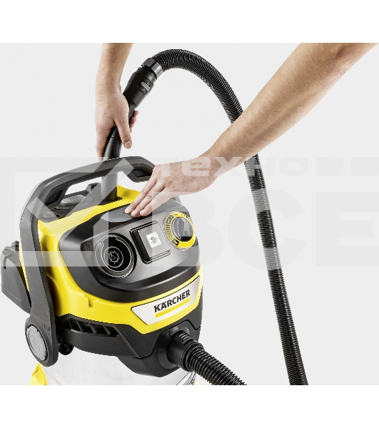 Строительный пылесос Karcher WD 6 P S V-30/6/22/T желтый, 1300 Вт, уборка сухая/сбор воды, пылесборник мешок/контейнер, 30 л