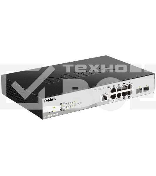 Коммутатор D-Link DGS-1210-10P/ME/B1A Управляемый 2 уровня с 8 портами 10/100/1000Base-T с поддержкой PoE и 2 портами 1000Base-X SFP