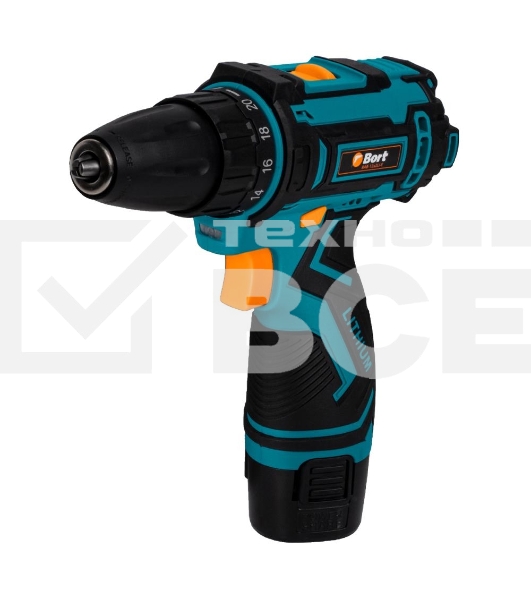 Дрель-шуруповерт Bort BAB-12x2Li-F, Аккумуляторная, 12В, 1 АКБ