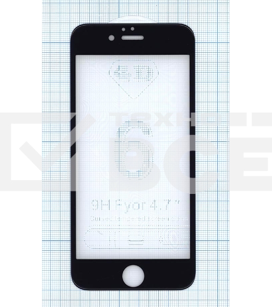 Защитное стекло 4D для Apple iPhone 6/6S черный