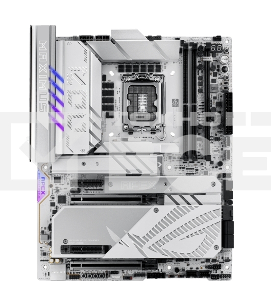 Материнская плата ASUS ROG MAXIMUS Z890 APEX, LGA 1851, Intel Z890, 2xDDR5, 4xSATA, 4xM.2, 1xPCIe 5.0 x16, 1xPCIe 5.0 x8, 2xUSB-C Thunderbolt 4, 1xUSB-C 20Gbps, 4xUSB-A 10Gbps, 4xUSB-A 5Gbps, 1x 5Gb LAN, 2x3.5 мм, 7.1, ATX