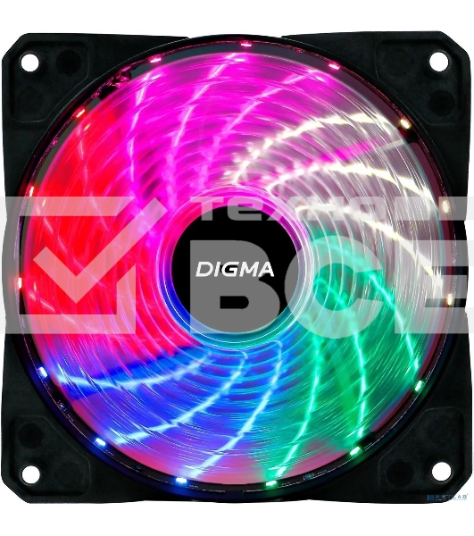 Вентилятор для корпуса Digma DFAN-FRGB2 черный, 120 мм, 1200 об/мин, 23 дБ, 4 pin