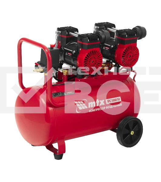 Компрессор безмасляный малошумный SPC 3000/50, 3000 Вт, ресивер 50 л, 520 л/мин MTX