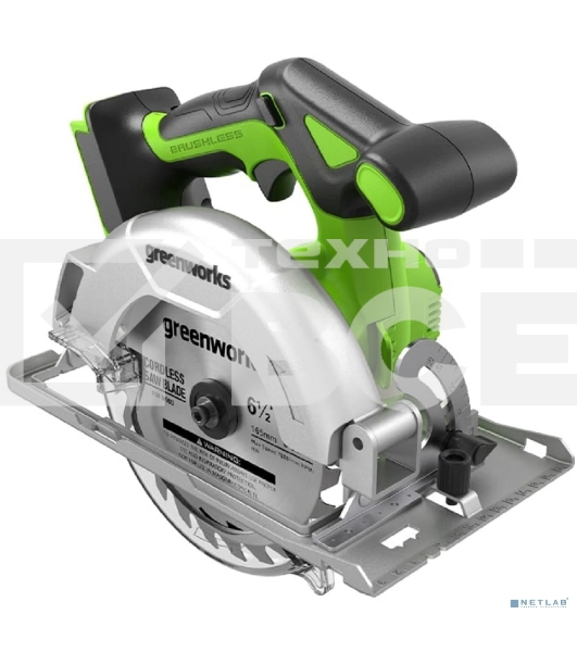 Циркулярная пила аккумуляторная GreenWorks GD24CS165, 24V, бесщеточная, 57 мм, без АКБ и ЗУ (1501607)