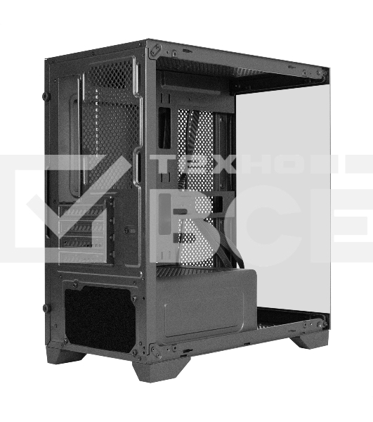 Компьютерный корпус Minitower ExeGate i3 SEA LE (mATX, без БП, 1хUSB+1хUSB 3.0, HD аудио, черный, передняя и боковая панели - закаленное стекло)