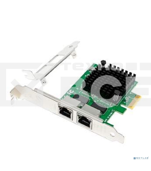 Сетевая карта ORIENT XWT-INT226L2PE PCI-Ex1 v3.1 2xRJ45 2.5GbE NIC, Intel I226-V chipset, 2.5/1 Гбит/с, 2 планки крепления (33474)