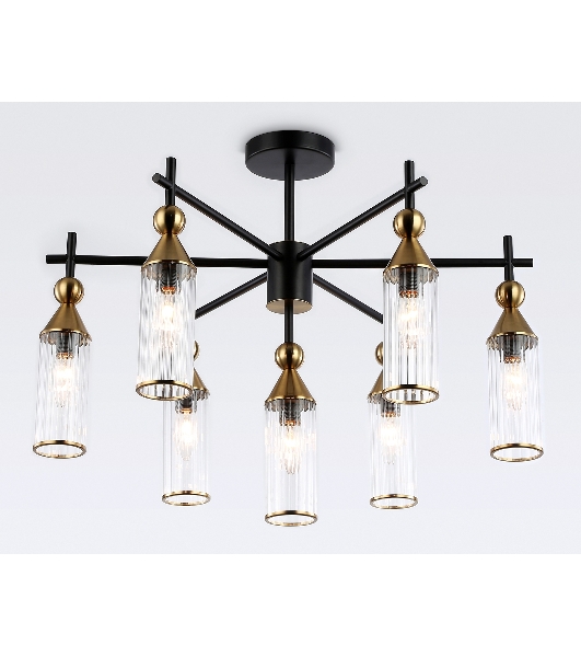 Люстра Ambrella light LH55257/7 BK/BS/CL черный/латунь/прозрачный E14*7 max 40W D640*520