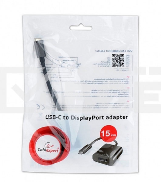 Переходник Cablexpert USB Type-C/DisplayPort, 15см, пакет (A-CM-DPF-01)