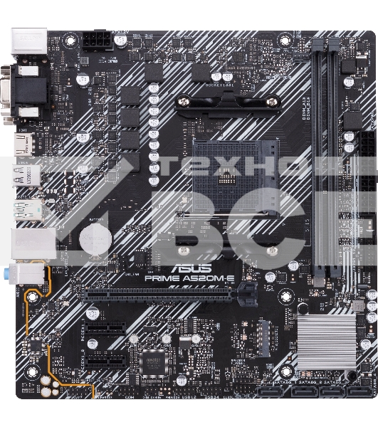 Материнская плата ASUS PRIME A520M-E, AM4, AMD A520, 2xDDR4, 4xSATA, 1xM.2, 1xPCI-E 3.0 x16, 2xUSB-A 3.2 Gen 1, 1xUSB 3.2 Gen 2, 1xDVI-D, 1xHDMI, 1xVGA, 1x 1Gb LAN, 3x3.5 мм, 7.1, Micro-ATX
