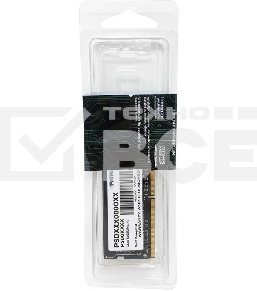 Оперативная память Patriot Signature, DDR4, 16GB (1x16 GB), 2666 MHz, CL19, SO-DIMM