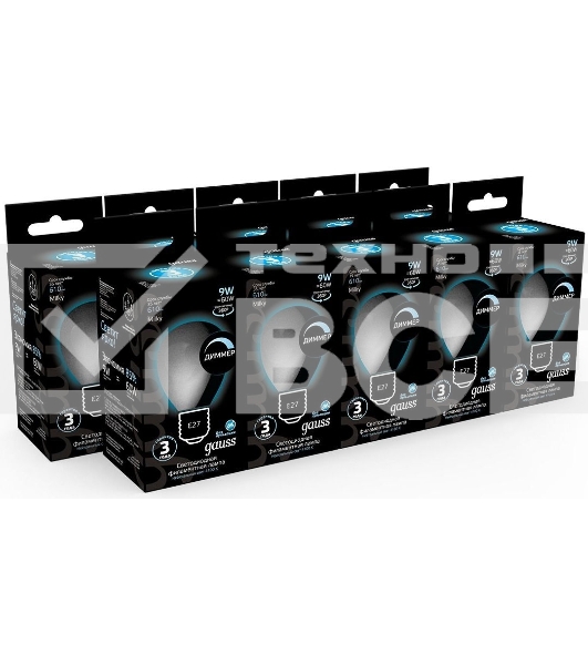 Лампа светодиодная Gauss Filament 105202209-D 9Вт цок.:E27 шар 220B 4100K св.свеч.белый ней. (упак.:10шт)