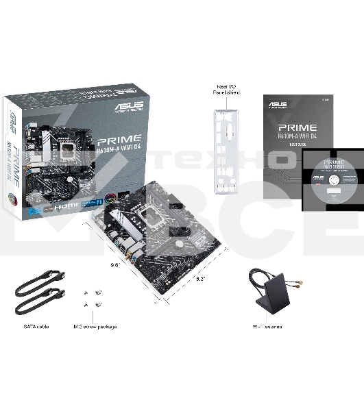 Материнская плата ASUS PRIME H610M-A WIFI D4, LGA 1700, Intel H610, 2xDDR4, 4xSATA, 2xM.2, 1xPCI-E 4.0 x16, 1xHDMI, 1xDisplayPort, 1x 1Gb LAN, 2xUSB-A 3.2 Gen 2, 4xUSB-A 2.0, 3x3.5 мм, 7.1, Micro-ATX