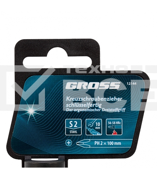 Отвертка Gross PH2 x 100 мм, S2, трехкомпонентная ручка