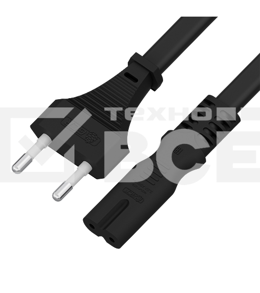 Кабель питания GCR 2.0m, CEE 7/16 / IEC C7, черный, 2*0,5mm, GCR-54294