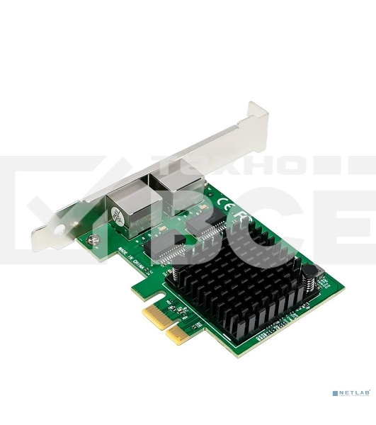 Сетевая карта ORIENT XWT-INT226L2PE PCI-Ex1 v3.1 2xRJ45 2.5GbE NIC, Intel I226-V chipset, 2.5/1 Гбит/с, 2 планки крепления (33474)