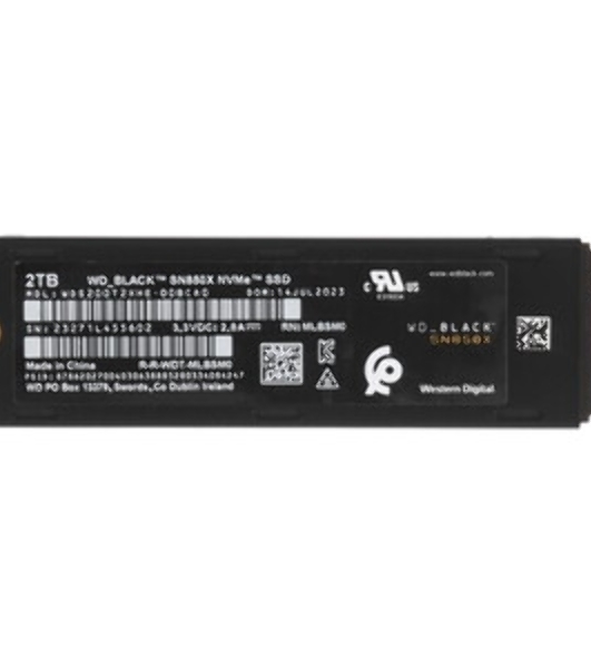 Накопитель SSD WD 2Tb Black SN850X, M.2(22x80мм), NVMe, PCIe 4.0 x4, 3D TLC, R/W 7300/6600Mb/s, IOPs 1 200 000/1 100 000, TbW 1200, DWPD 0.3, with Heat Spreader (12 мес.)