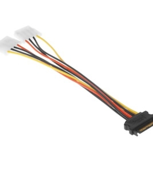 Кабель питания SATA Cablexpert CC-SATA-2MOLEX-20CM, Sata 15pin/2x Molex 4pin, 20 см, пакет